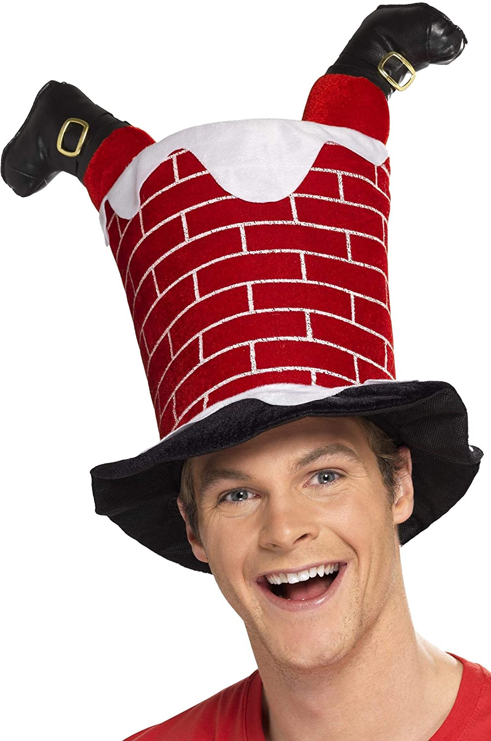Smiffys Santa Stuck in Chimney Hut, rot, Einheitsgröße