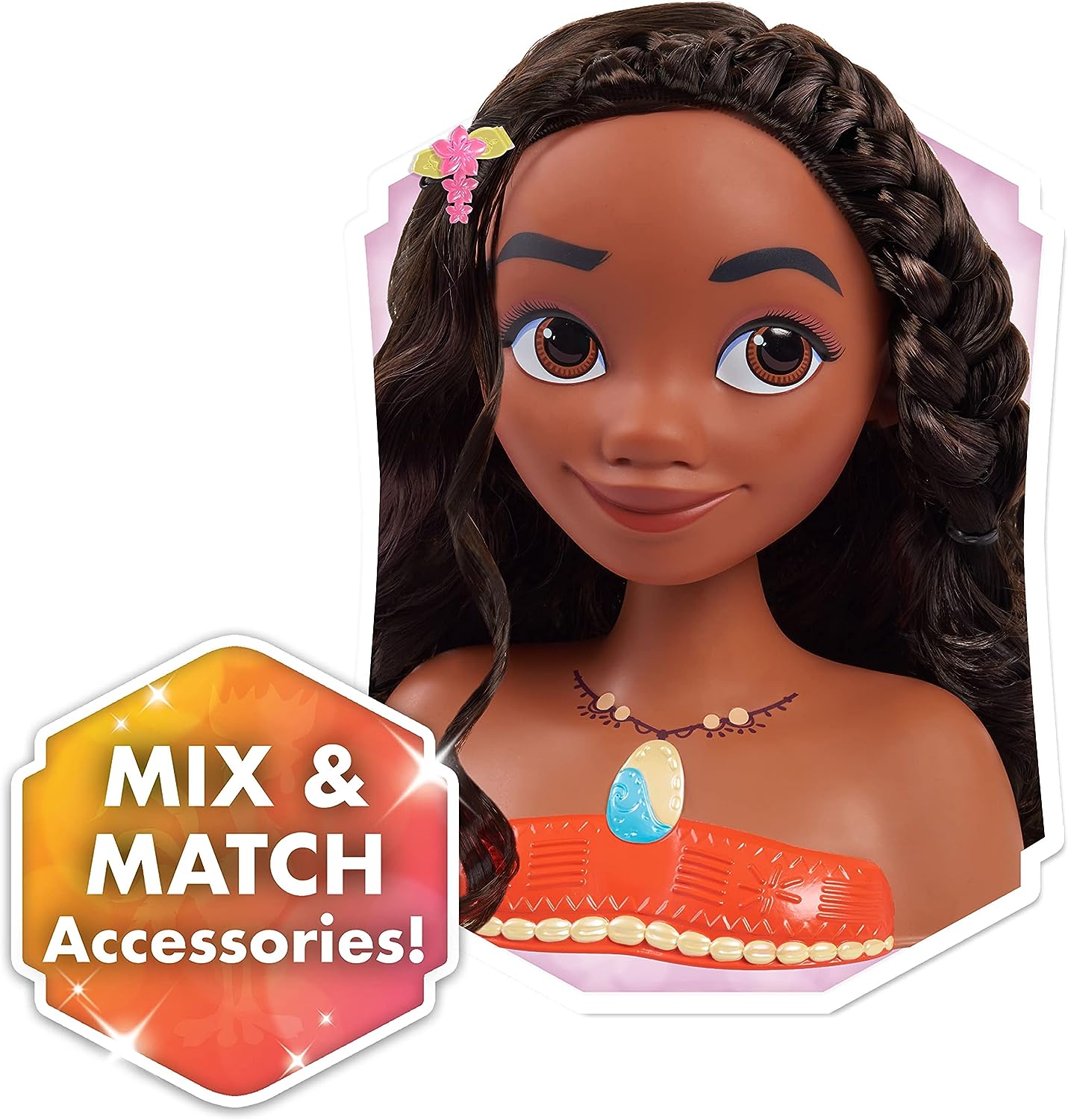 Disney Princess Moana Styling Head with Flower Crown & Accessories 6