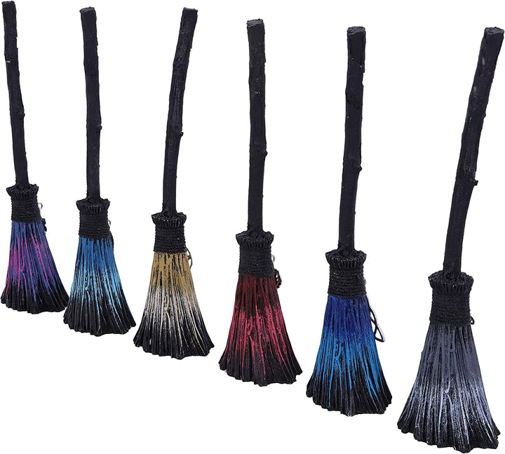 Nemesis Now Positivity Besenstiele mit silbernen Anhängern, 20 cm, (6er-Set), Schwarz