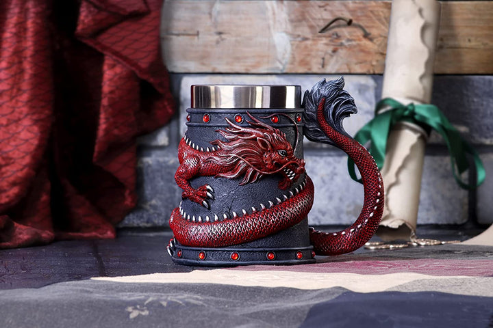 Nemesis Now Dragon Coil Krug, Rot, 16 cm