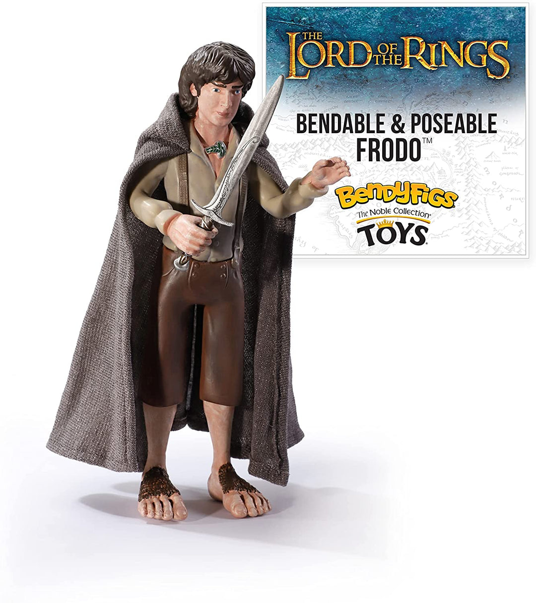 The Noble Collection LoTR Bendyfigs Frodo Beutlin – Offiziell lizenzierte, 19 cm (7,5 Zoll) große, biegsame, bewegliche Puppenfiguren zum Sammeln mit Ständer