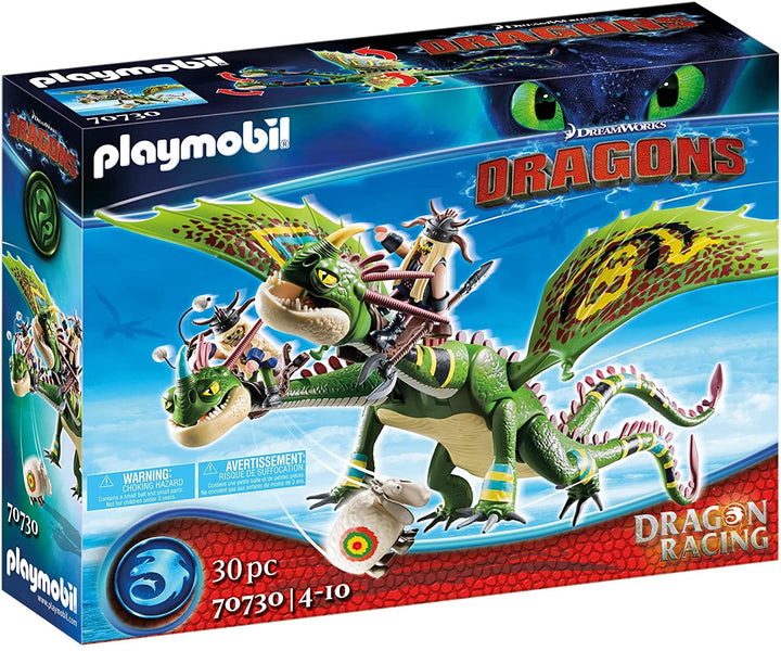 PLAYMOBIL DreamWorks Dragons 70730 Drachenrennen: Ruffnut und Tuffnut mit Kotzen und Rülpsen, für Kinder ab 4 Jahren