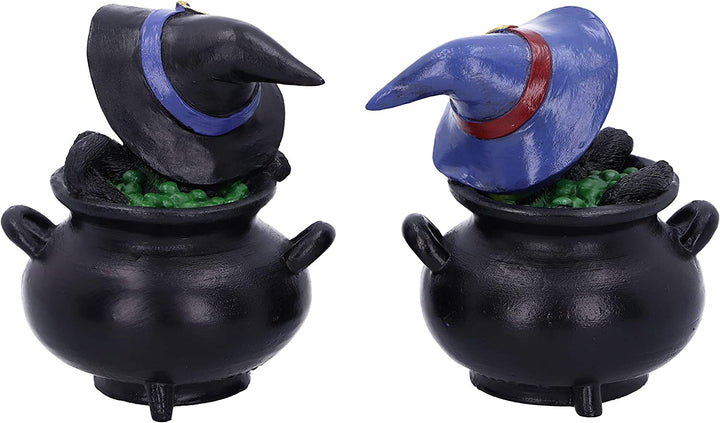 Nemesis Now Hubble und Bubble Witches Vertraute schwarze Katze und Kesselfiguren