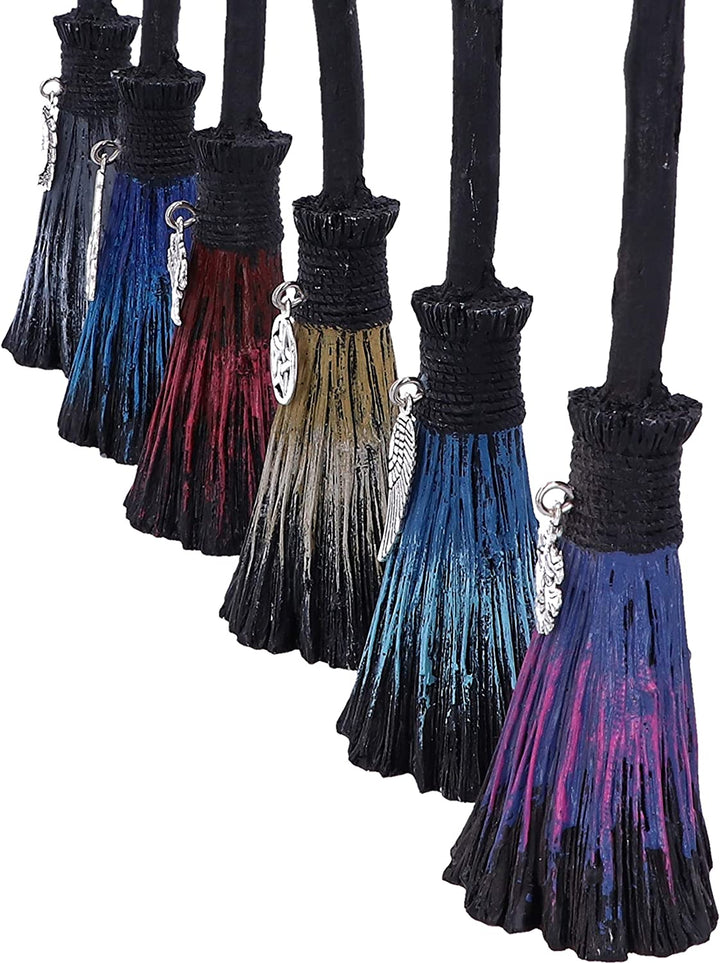 Nemesis Now Positivity Besenstiele mit silbernen Anhängern, 20 cm, (6er-Set), Schwarz