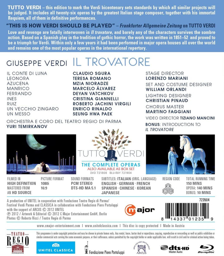 Verdi: Il Trovatore [Parma 2010] [Nucci, Sgura, Fantini, Romano, Alvarez] [C-Dur: 723504] [2013] [Region Free] [Blu-ray]