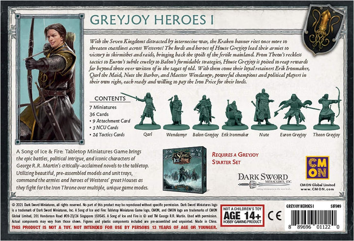 A Song of Ice and Fire: Tabletop Miniatures Game - Greyjoy Heroes #1 Strategy Miniatures Game,