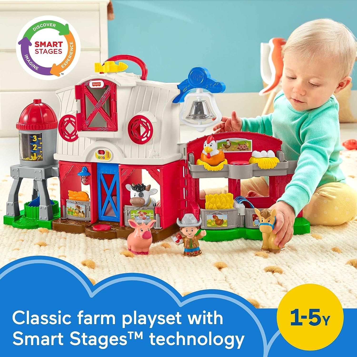 Fisher-Price Little People Caring for Animals Farm - Interactive Electronic Playset for Toddlers 1-5