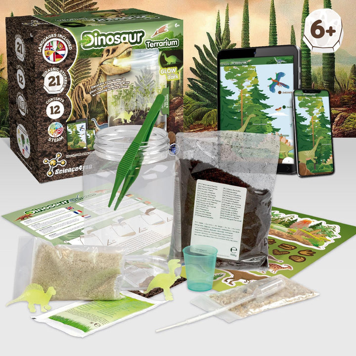 Science4you Dinosaurier-Terrarium-Set – Bauen Sie Ihr eigenes Terrarium, leuchtet im Dunkeln D