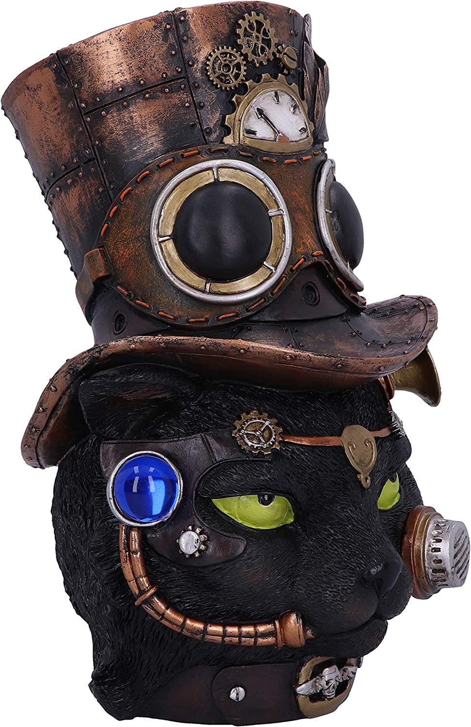 Felius Mogg Steampunk-Figur mit schwarzem Katzenkopf, 28,8 cm