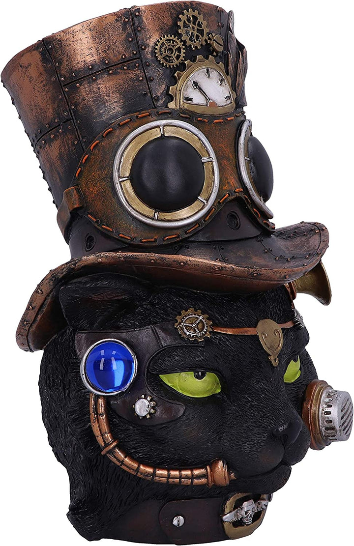 Felius Mogg Steampunk-Figur mit schwarzem Katzenkopf, 28,8 cm