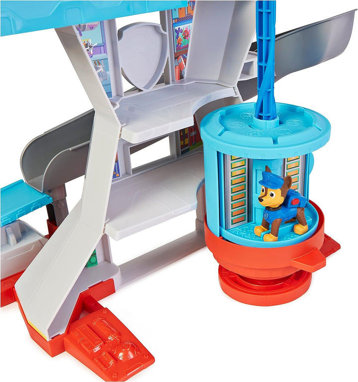 Paw Patrol Lookout Tower Spielset mit Spielzeugauto-Werfer, 2 Chase-Actionfiguren,