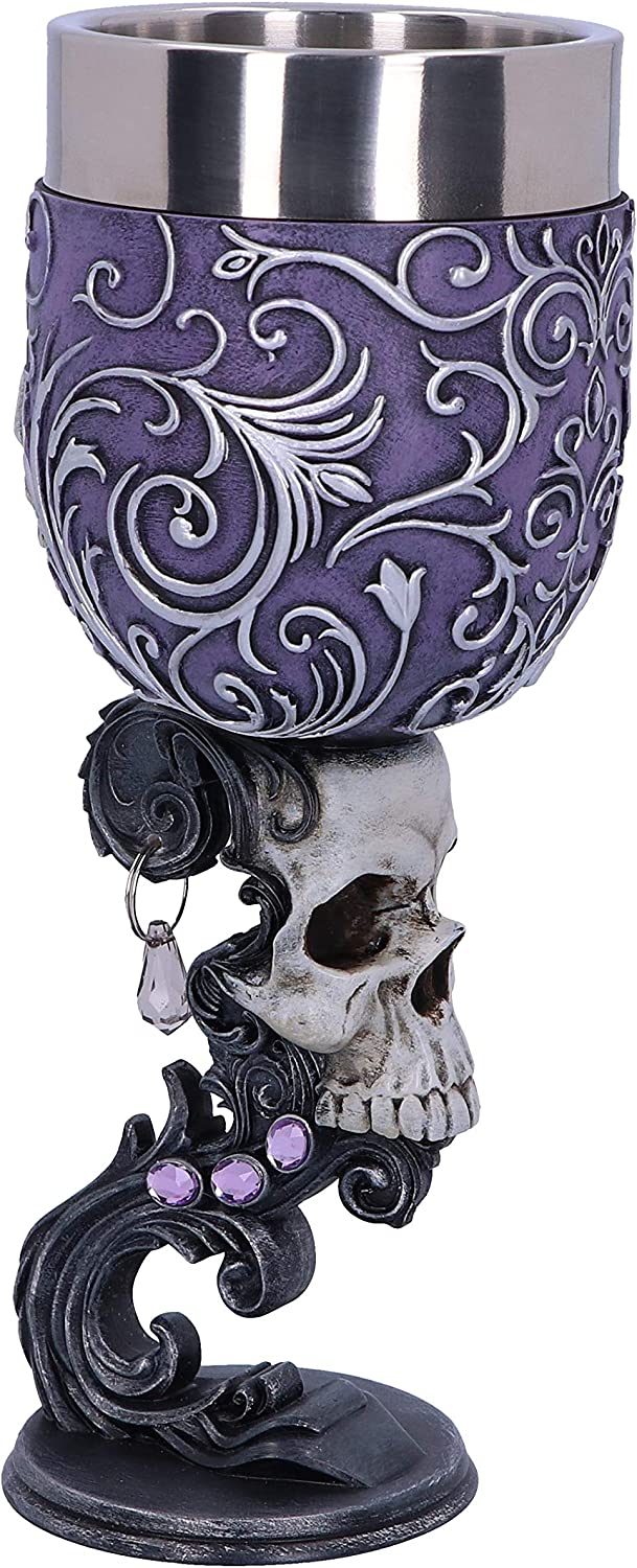 Nemesis Now B5168R0 Deaths Desire Twin Skull Heart Set bestehend aus zwei Kelchen, Lila, 1