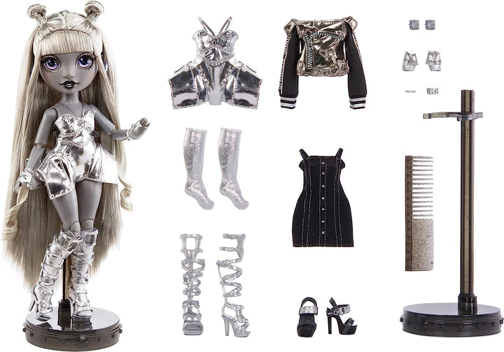 Rainbow High Shadow High Serie – LUNA MADISON – Graustufen-Modepuppe mit Bea