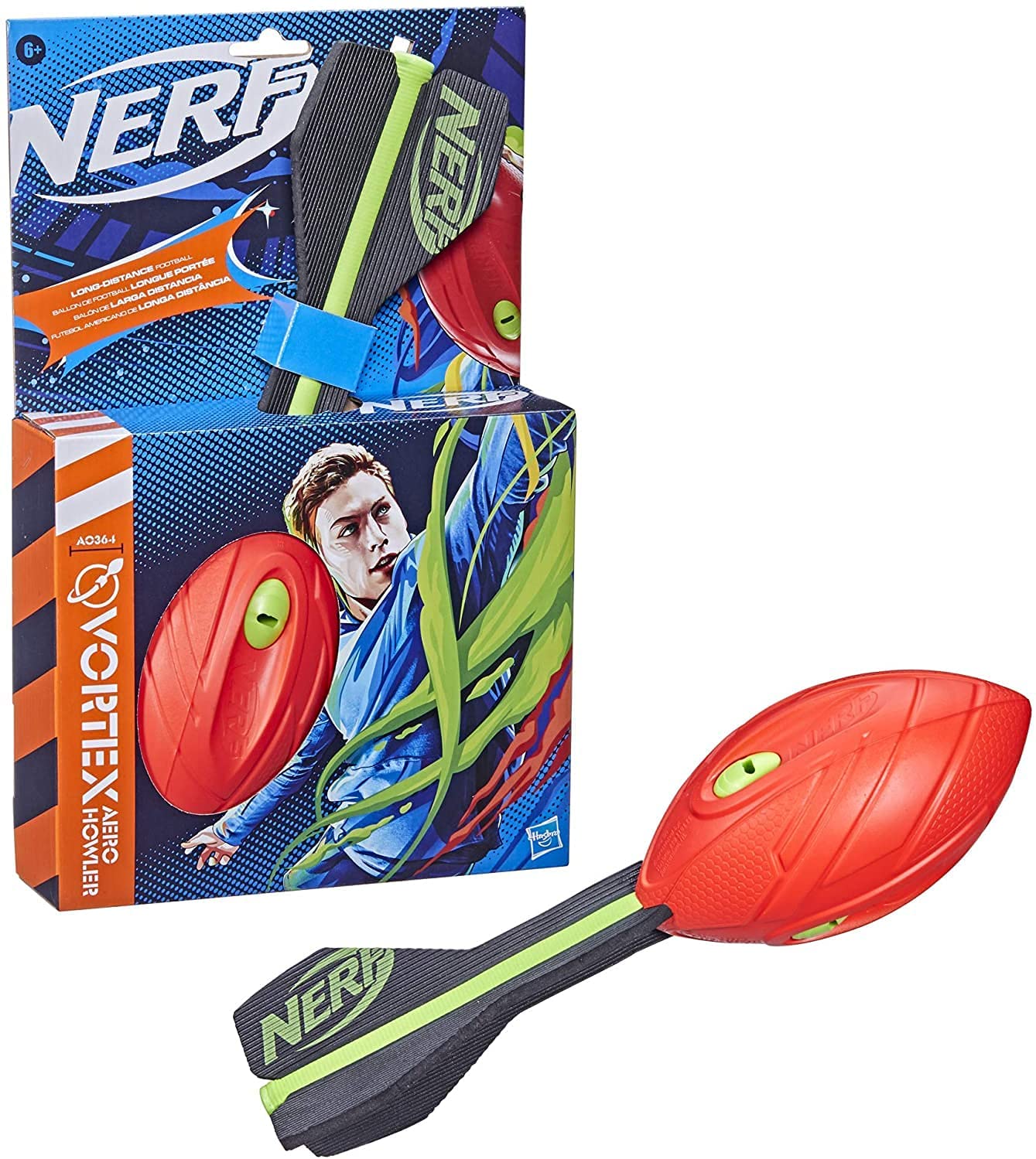 NERF Vortex Mega Aero Howler Football - Long-Distance Howling Design, Assorted Colors