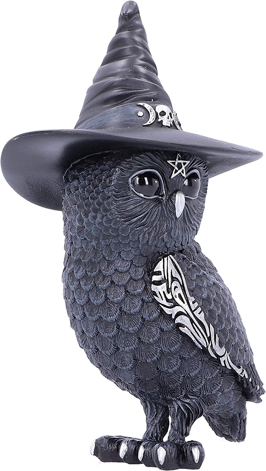 Nemesis Now Owlocen Hexenhut, okkulte Eulenfigur, schwarz, 13,5 cm, Kunstharz