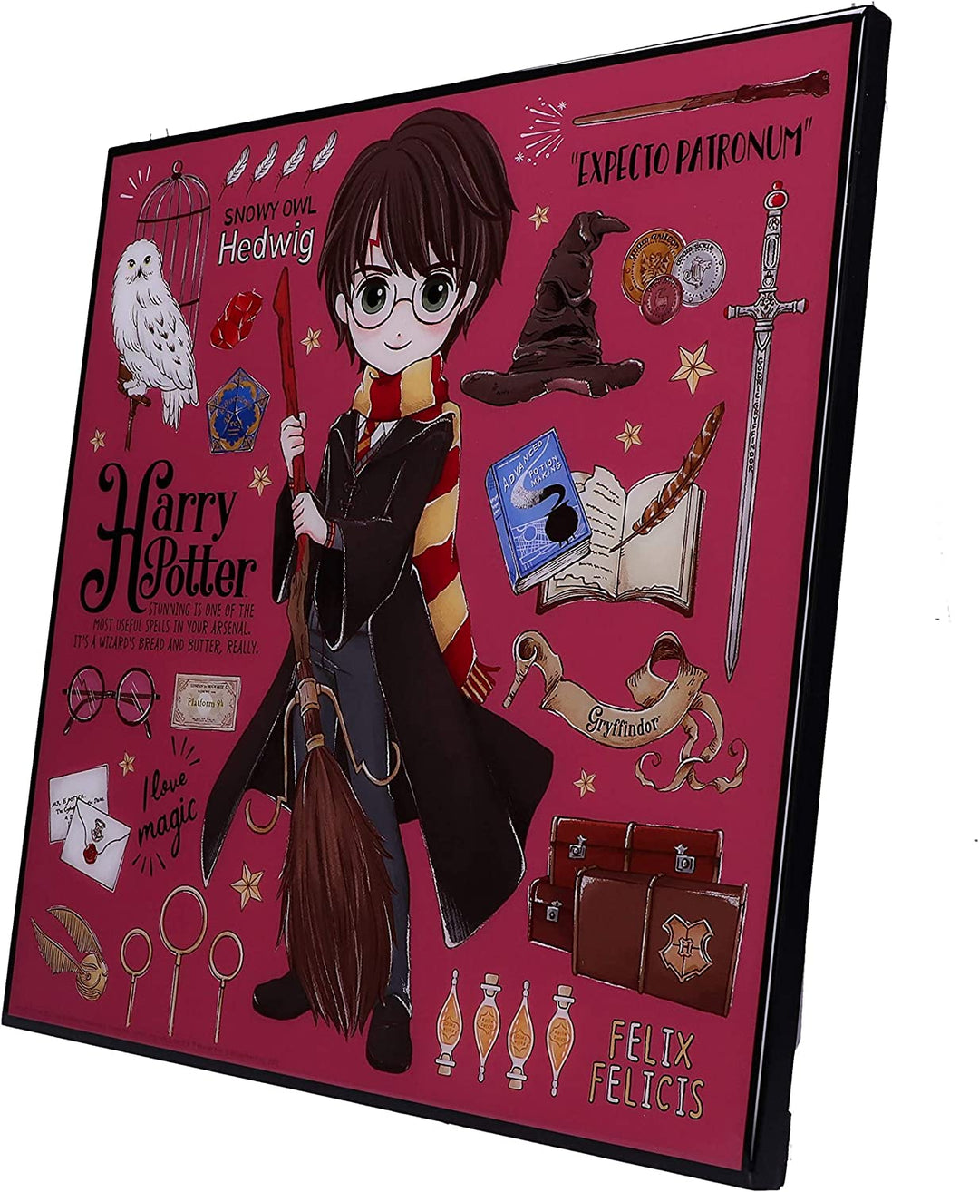 Nemesis Now Harry Potter Cartoon Crystal Clear Picture Art, Rosa, 32 cm