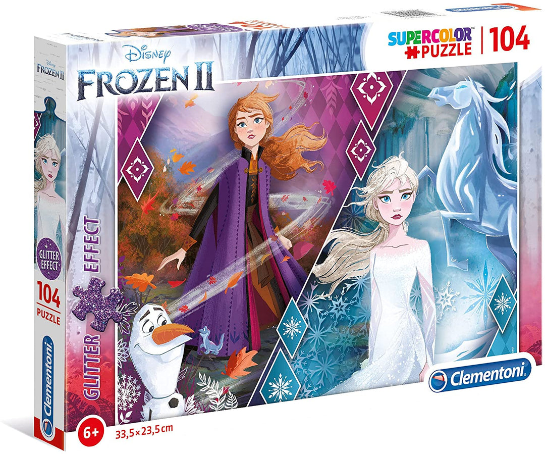 Clementoni 20163 Glitter 104-teiliges Puzzle-Frozen 2, Mehrfarbig