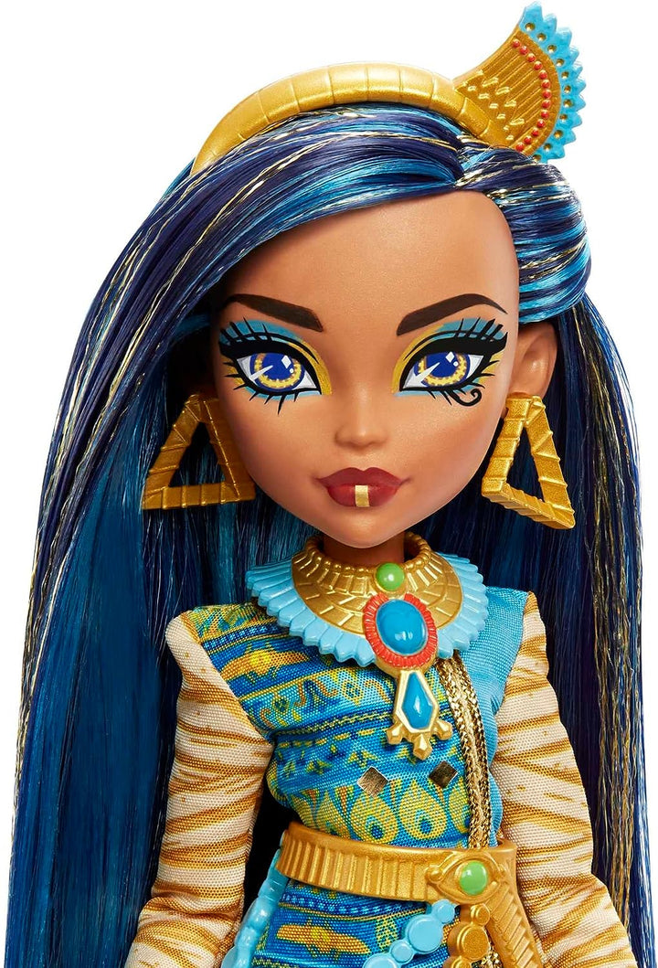 Monster High Puppe, Cleo De Nile mit Zubehör und Hund, bewegliche Modepuppe