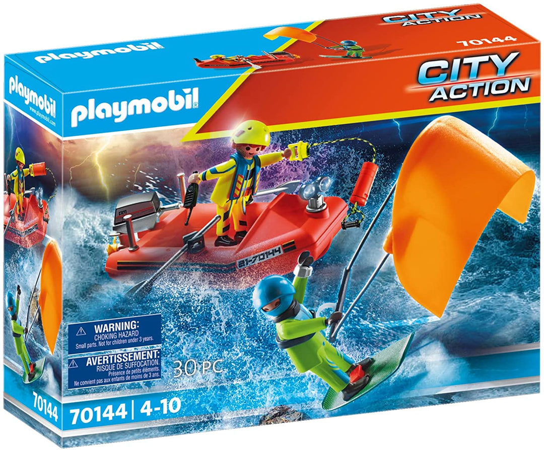 PLAYMOBIL City Action 70144 Seenotrettung: Kitesurfer-Rettung mit Schnellboot, ab 1 Jahr