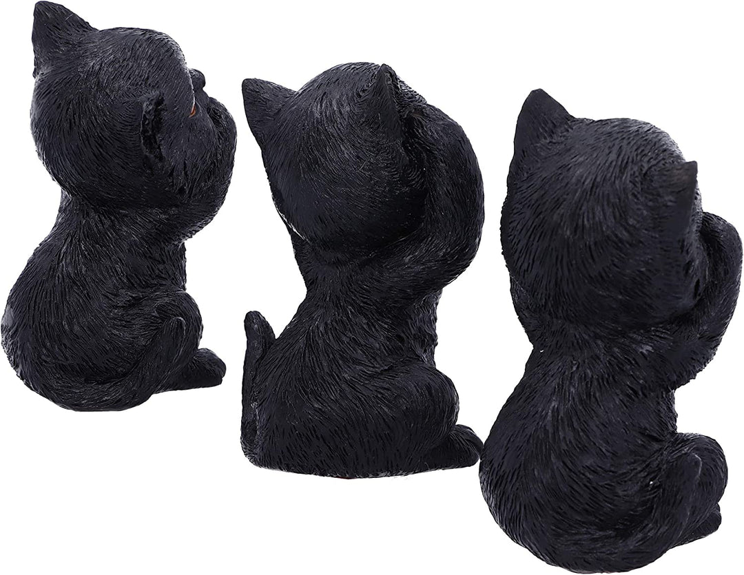 Nemesis Now Three Wise Kitties Sehen Sie nicht, hören Sie nicht, sprechen Sie nichts Böses. Vertraute schwarze Katzen