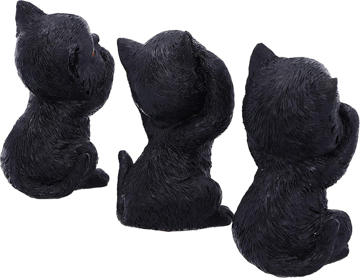 Nemesis Now Three Wise Kitties Sehen Sie nicht, hören Sie nicht, sprechen Sie nichts Böses. Vertraute schwarze Katzen