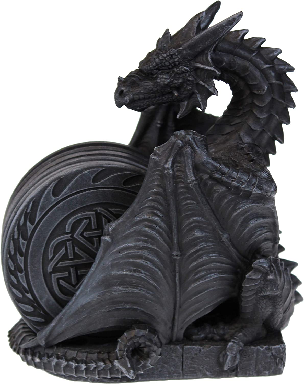 Nemesis Now Dragons Lair - Black Dragon Coaster Set in Resin 3
