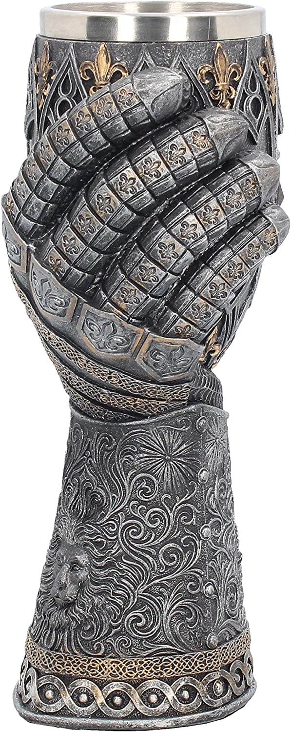 Nemesis Now B2404G6 Lionheart Panzerhandschuh, Silber, Harz mit Edelstahl