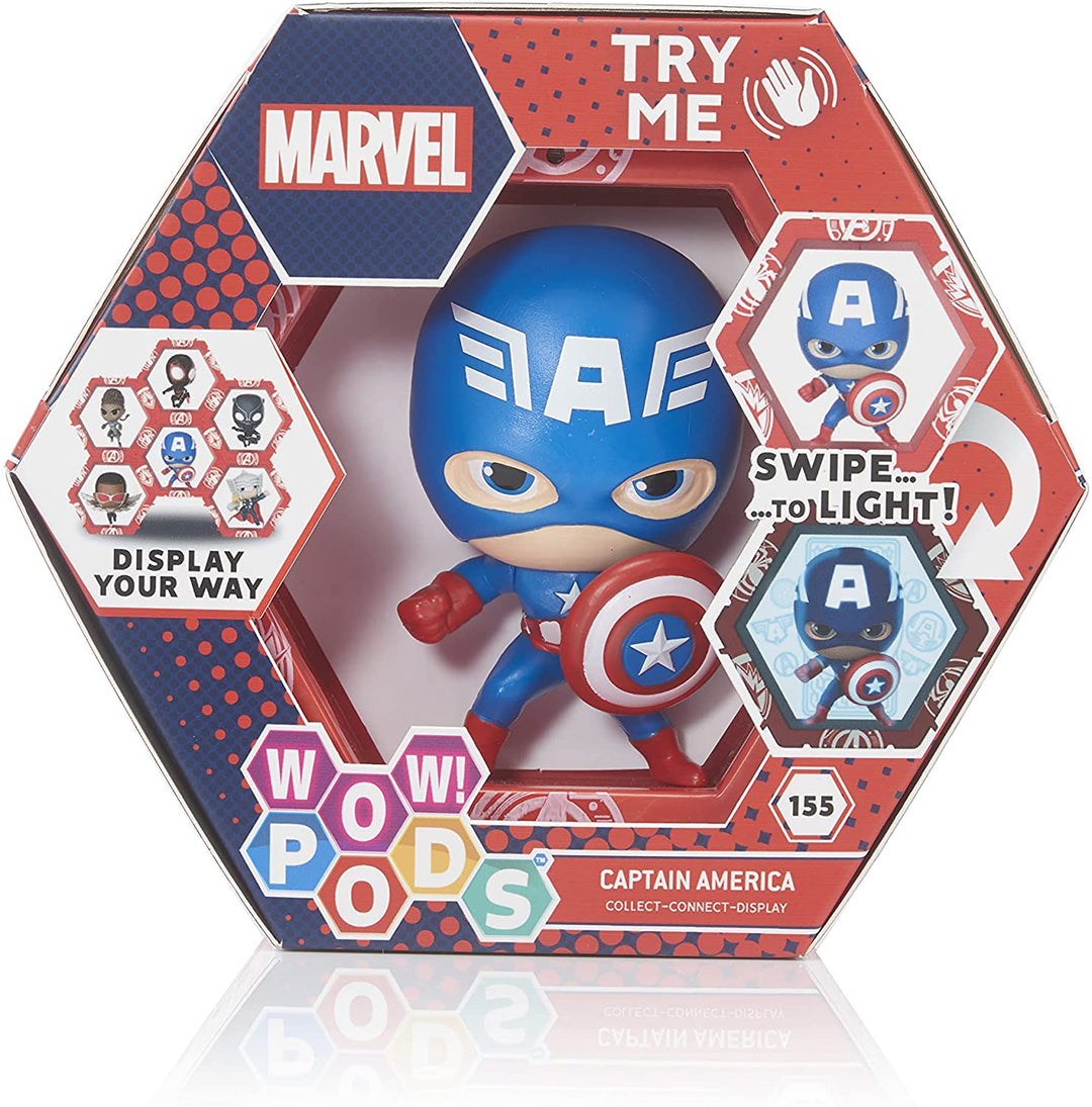WOW! PODS Avengers-Kollektion – Captain America | Leuchtender Superhelden-Wackelkopf