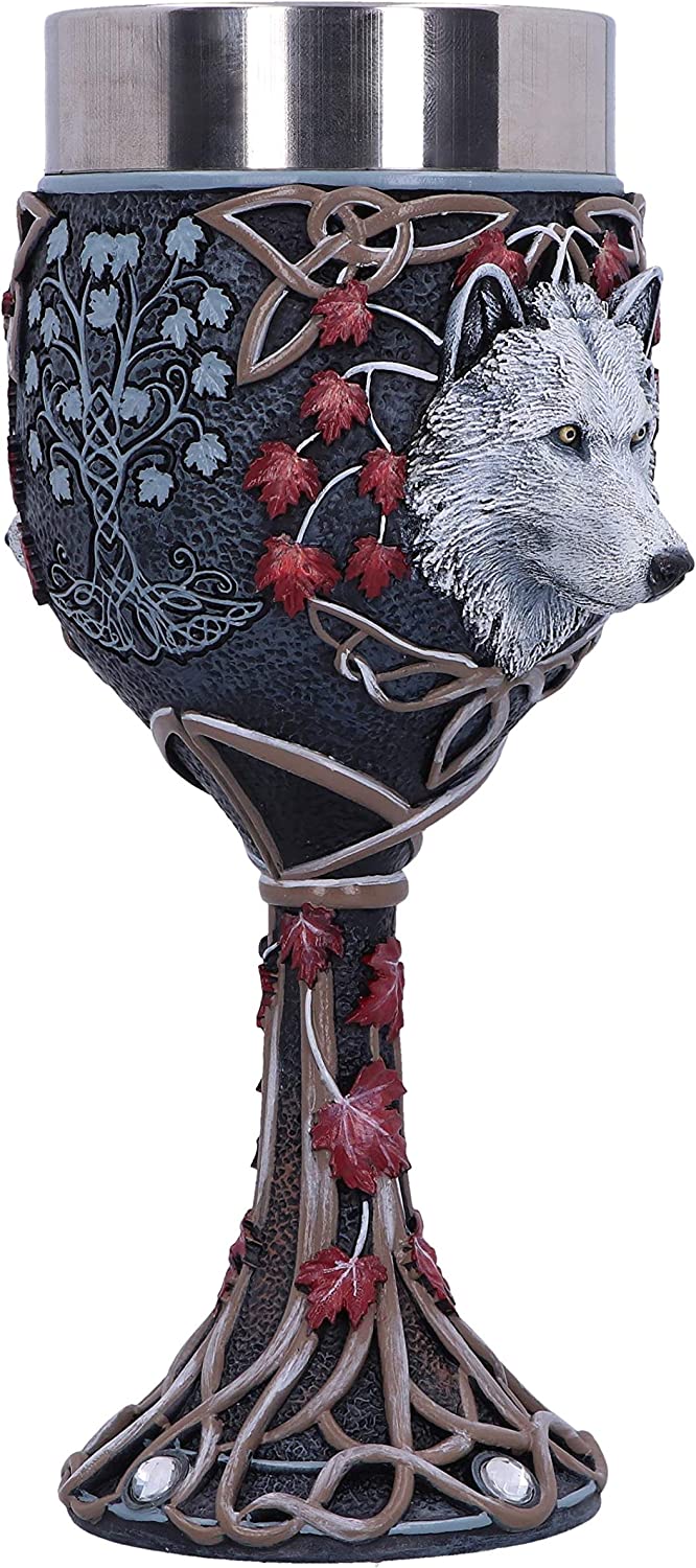 Nemesis Now Lisa Parker Guardian of The Fall Weißer Herbstwolf-Kelch, 19,5 cm