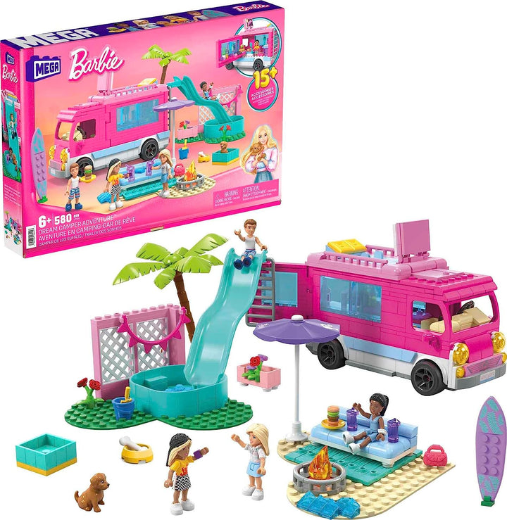MEGA Barbie, Dream Camper Adventure, Bauspielzeug für Mädchen und Jungen ab 6 Jahren
