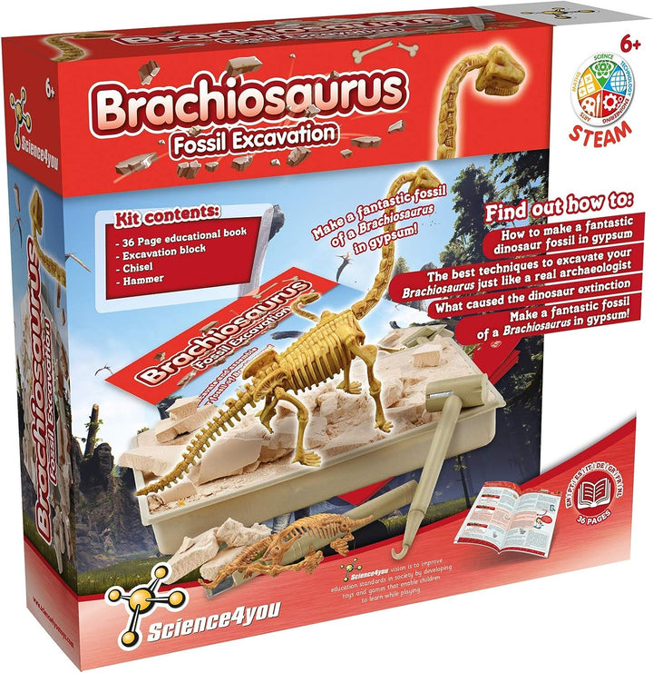 Science4you – Brachiosaurus-Fossilien-Grabset für Kinder ab 6 Jahren – Ausgraben und Zusammenbauen