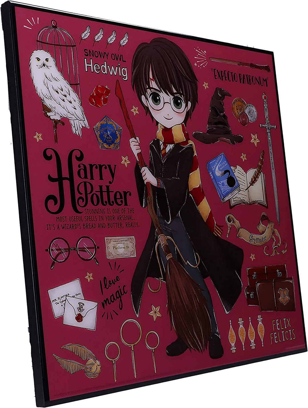 Nemesis Now Harry Potter Cartoon Crystal Clear Picture Art, Rosa, 32 cm