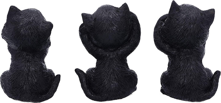 Nemesis Now Three Wise Kitties Sehen Sie nicht, hören Sie nicht, sprechen Sie nichts Böses. Vertraute schwarze Katzen