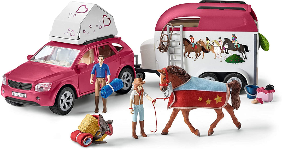 SCHLEICH 42535 Horse Club – Auto- und Pferdeanhänger – Spielfiguren