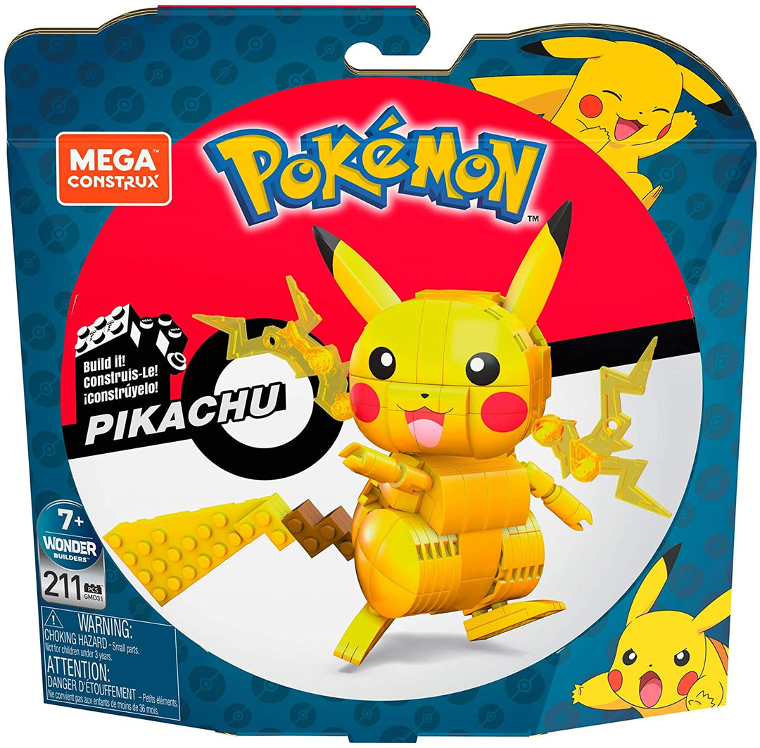 Mega Construx Pokemon Pikachu, mit Bausätzen kompatible Steine ​​– Spielzeuggeschenk für Kinder ab 10 Jahren – GMD31