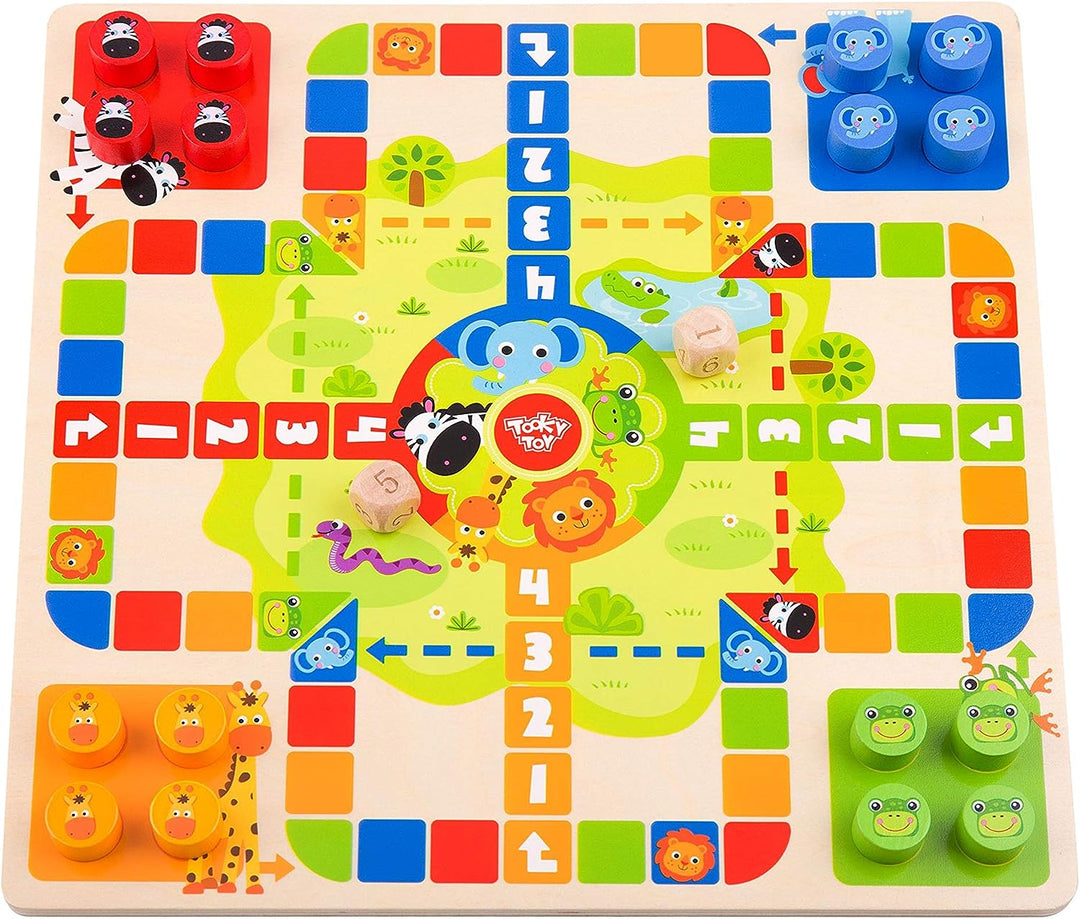 Tooky Toy 921 TY848 EA Wooden 2 in 1 Ludo/Snakes and Ladders