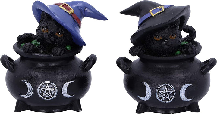 Nemesis Now Hubble und Bubble Witches Vertraute schwarze Katze und Kesselfiguren