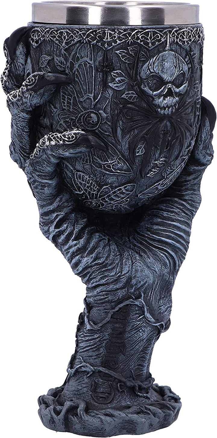Nemesis Now Baphomet's Grasp Horror-Handkelch aus Glas, Polyresin, Schwarz und Silber