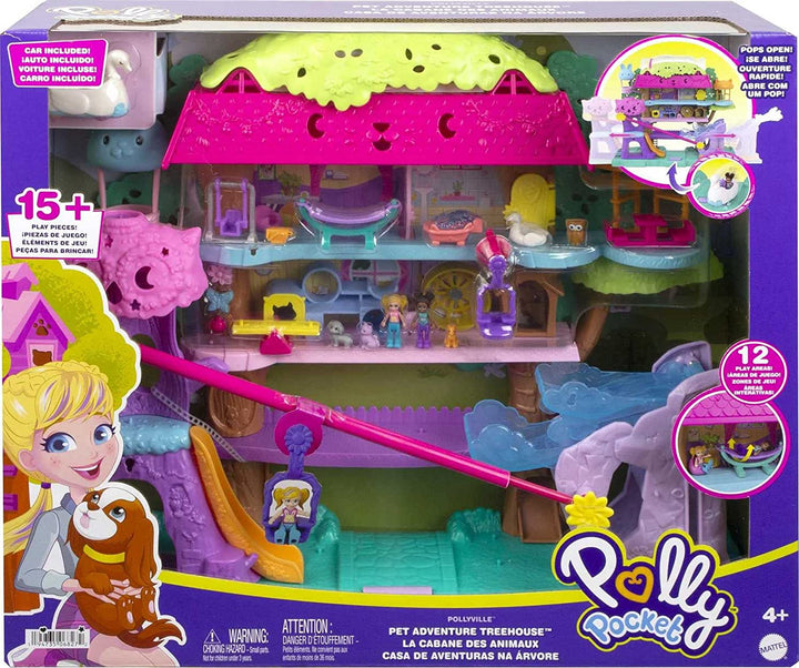 Polly Pocket Pollyville Pet Adventure Baumhaus, 5 Etagen, 15+ Spielfiguren: 2 Do