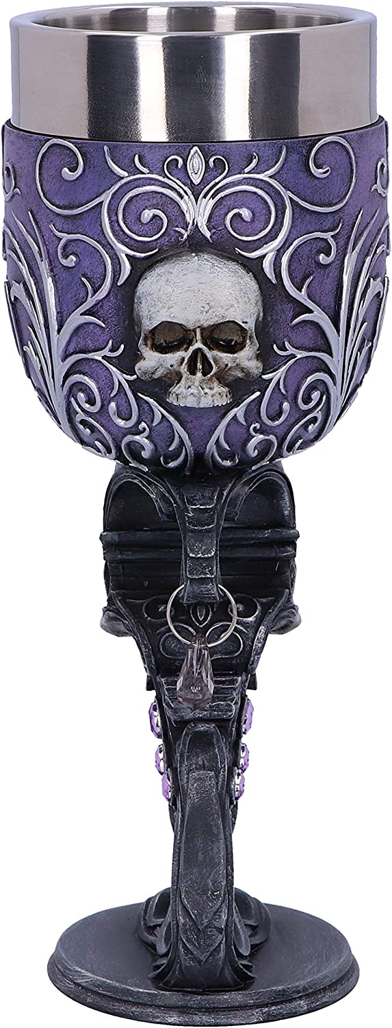 Nemesis Now B5168R0 Deaths Desire Twin Skull Heart Set bestehend aus zwei Kelchen, Lila, 1