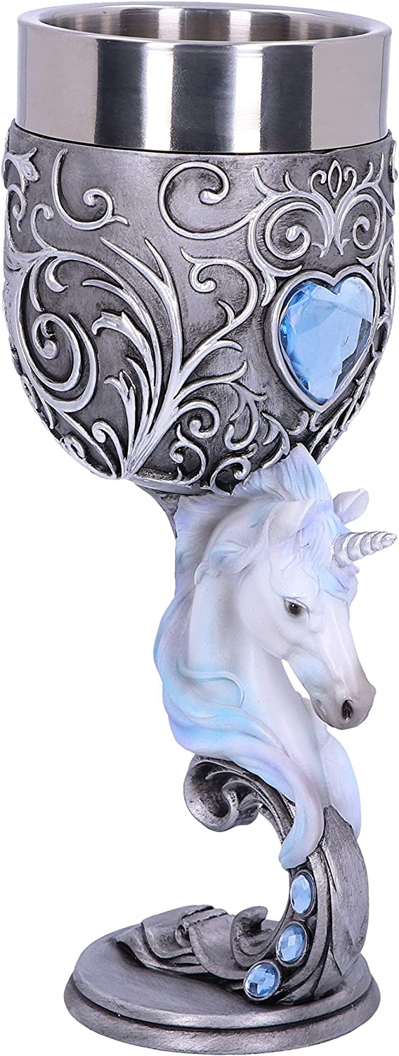 Nemesis Now B5191R0 Enchanted Twin Unicorn Heart Set bestehend aus zwei Kelchen, Silber, 18.