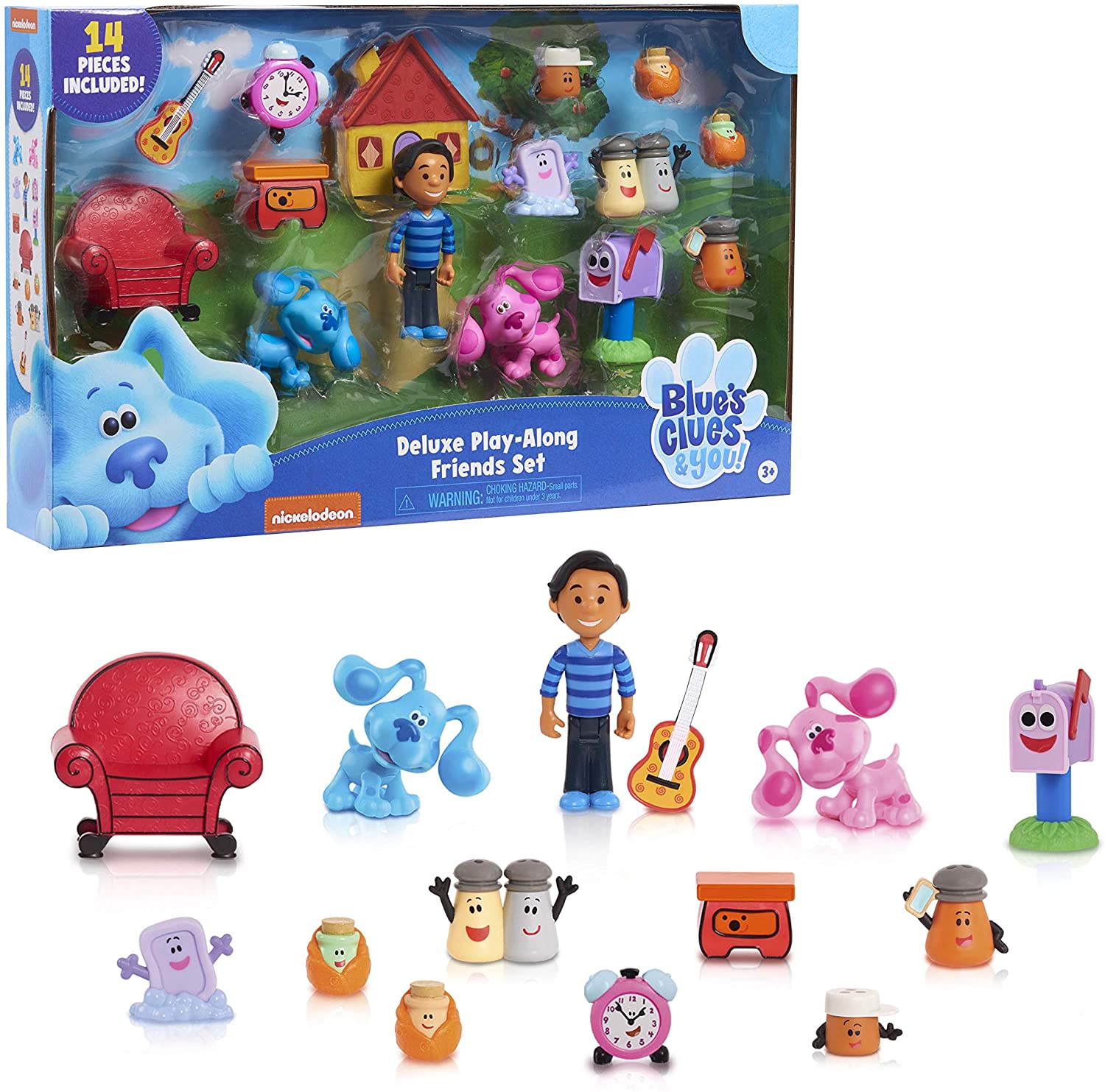 Blue's Clues & You Deluxe Play-Along Figure Set - 14-Piece Poseable Playset for Kids