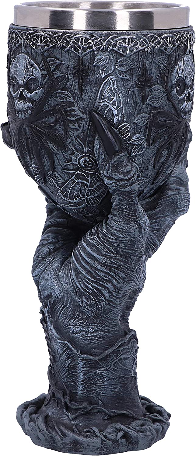 Nemesis Now Baphomet's Grasp Horror-Handkelch aus Glas, Polyresin, Schwarz und Silber