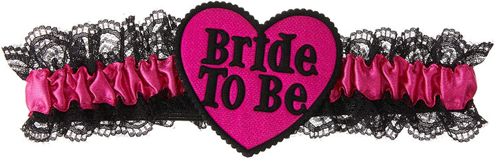 Smiffys Strumpfband für die Braut mit Spitze - Schwarz/Rosa