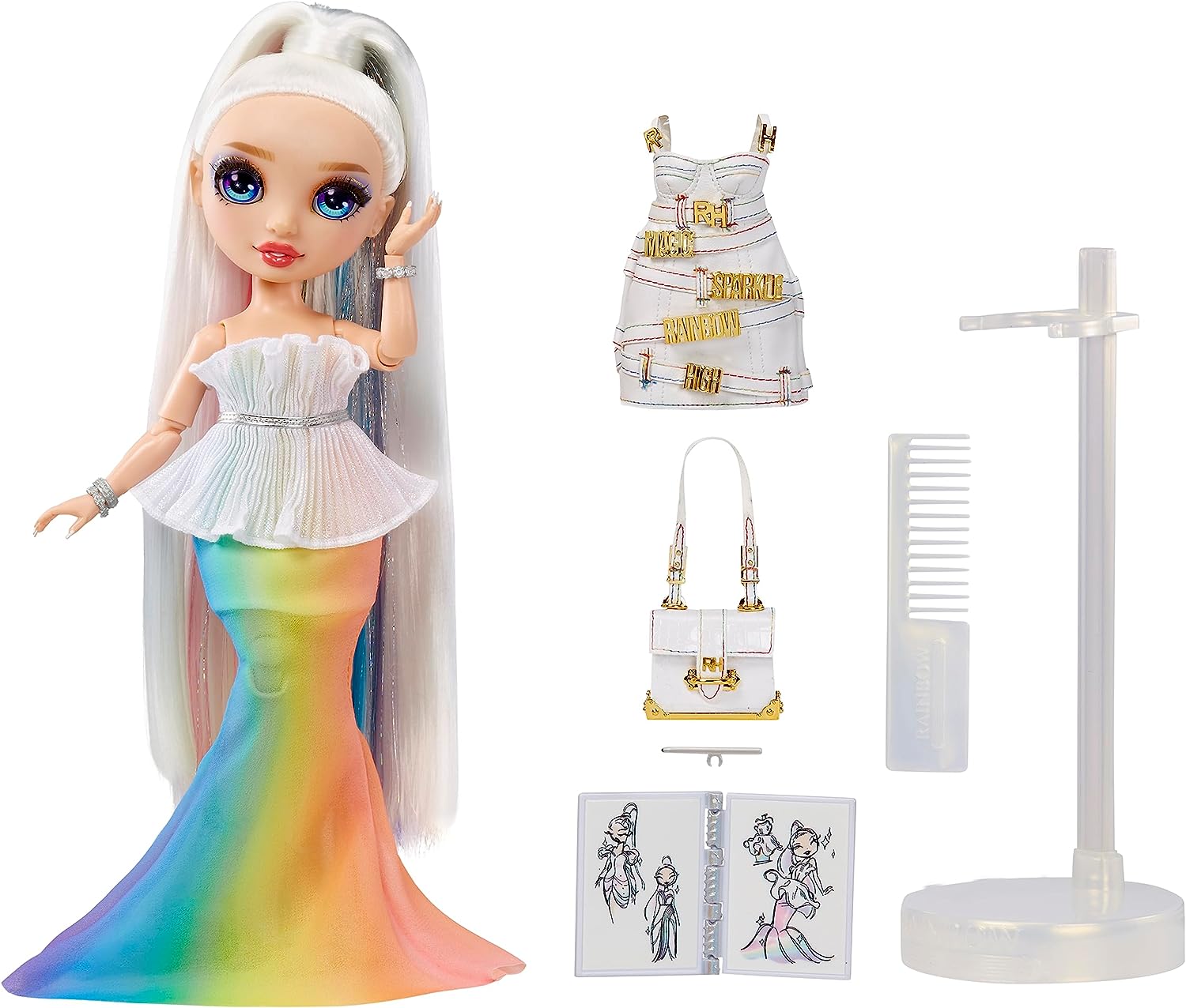 Rainbow High Fantastisches Amaya Raine Rainbow Doll Fashion Playset – Sammelpuppe mit 2 Outfits und Accessoires 3