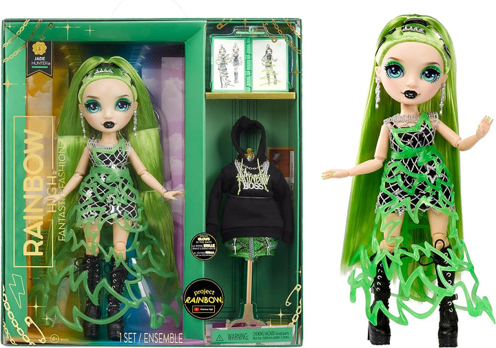 Fantastische Modepuppe von Rainbow High – JADE HUNTER – Grüne 11-Zoll-Modepuppe und P