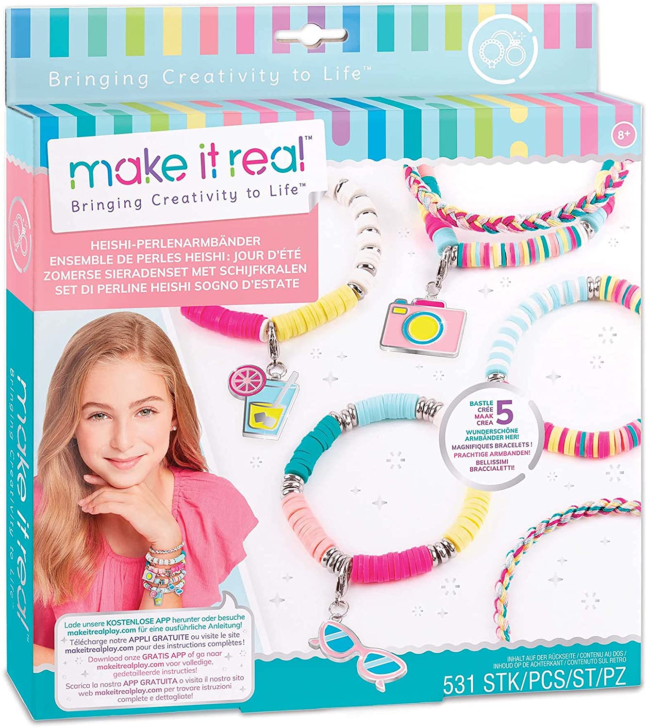 Make It Real 1317 Jewellery Making Kit - Creative Bracelet Craft Set for Kids Ages 8+