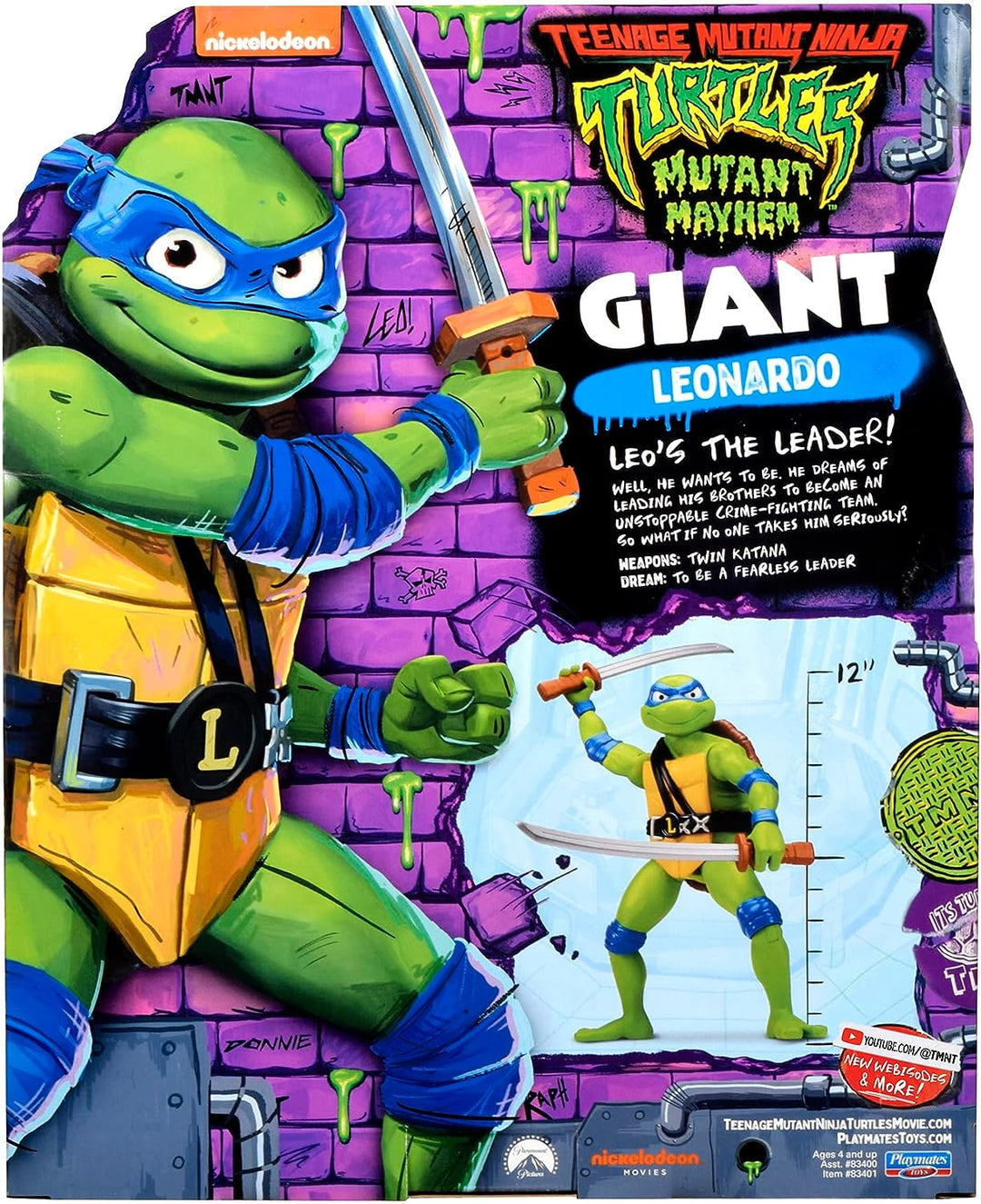 Teenage Mutant Ninja Turtles 83401CO Mutant Mayhem Giant Leonardo 12-Zoll-Action