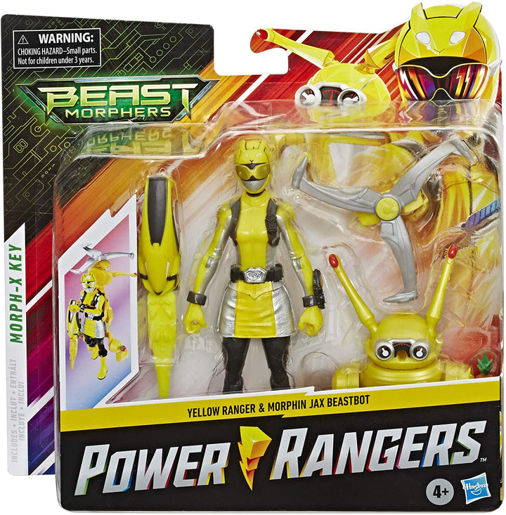 Power Rangers Beast Morphers Yellow Ranger und Morphin Jax Beast Bot, 15 cm große Actionfiguren, 2er-Pack Spielzeuge, inspiriert von der TV-Sendung