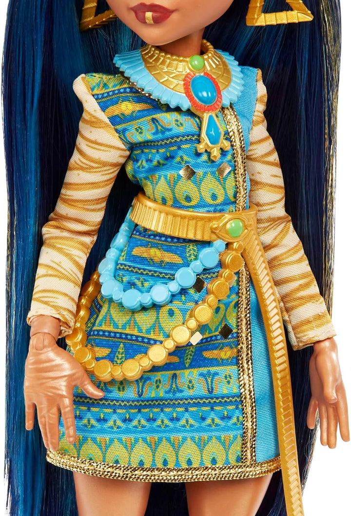 Monster High Puppe, Cleo De Nile mit Zubehör und Hund, bewegliche Modepuppe